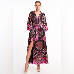 CIEBON Nora Print Long Sleeve Maxi shirtdress- size M NWT